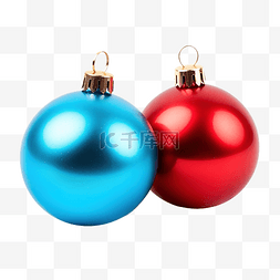 孤立的圣诞红色和蓝色球