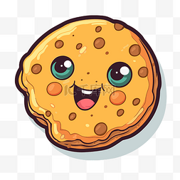 美食按钮图片_可爱的卡通饼干，大眼睛和微笑 