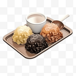 奶油咖啡店图片_巧克力 bingsu 刨冰的 3d 渲染设置在