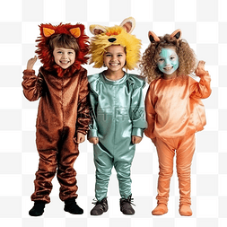 有趣可爱的孩子们穿着可怕的服装