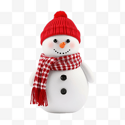 可爱的雪人，戴着红帽，适合冬季