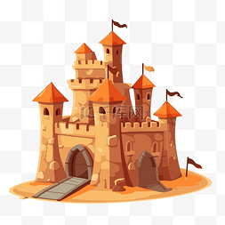 沙顶城堡的堡垒剪贴画卡通人物 