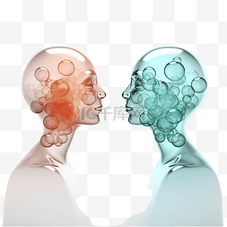泡沫通信两个轮廓的 3d 插图
