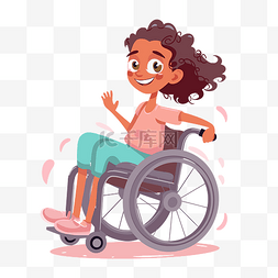 坐轮椅的女孩图片_可访问的剪贴画卡通卡通微笑的女