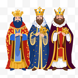3个国王剪贴画 三个国王拿着皇冠