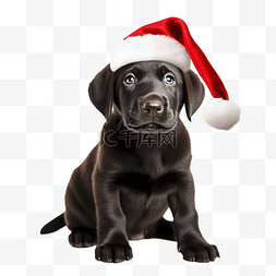 快乐的黑色拉布拉多小狗戴着红色