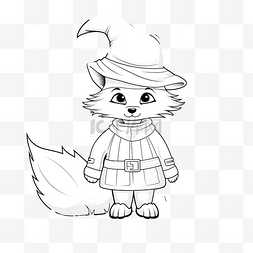 卡通儿童学习人物图片_使用万圣节服装与可爱的狐狸复制