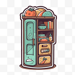 旧冰箱的平面图，里面有食物和东