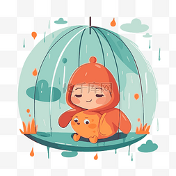 真实下雨天图片_雨天剪贴画 戴着雨帽的动物，上