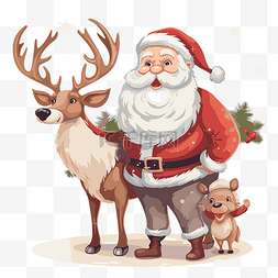 狗剪贴纸图片_圣诞老人与驯鹿