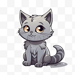 卡通猫的眼睛图片_坐在月亮上的灰猫的卡通形象万圣