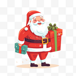 拎礼物图片_平面设计圣诞卡通圣诞老人人物拎
