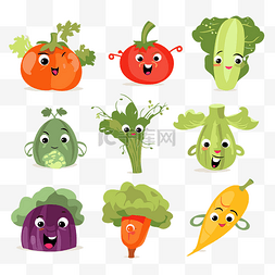 蔬菜剪贴画 蔬菜卡通图标与不同