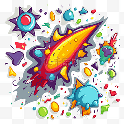 火箭图形图片_爆炸剪贴画彩色岩石火箭与不同的