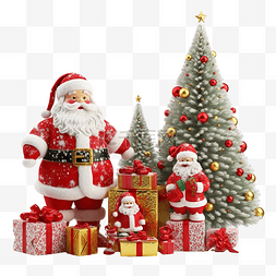雪娃娃圣诞图片图片_圣诞老人娃娃圣诞树和雪地上的礼