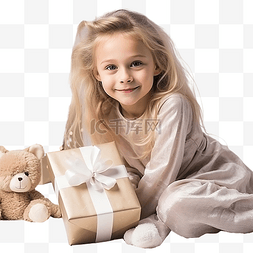 儿童拿图片_一个金发女孩躺在装饰圣诞树旁边