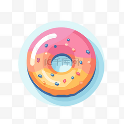 用于食品营销的平面彩色甜甜圈圆