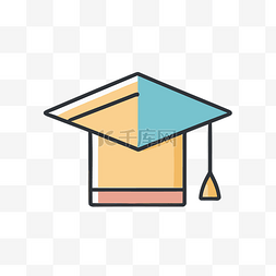 毕业帽icon图片_黄色和蓝色毕业帽帽子图标 向量