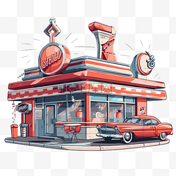 餐厅卡通图片_50年代的餐馆