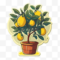 柠檬树卡通图片_风格 向量
