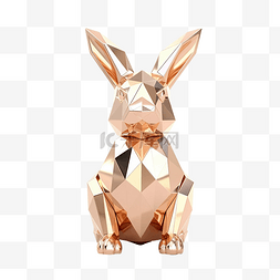 奢华玫瑰金 3D 兔子