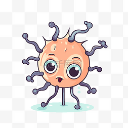 神经元剪贴画可爱的卡通细菌看着