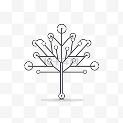 简单的树图片_灰色背景上具有互连点的树的线条
