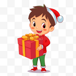 分享礼物图片_快乐的剪贴画卡通儿童在圣诞老人