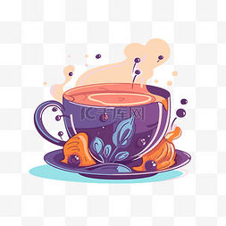 热茶图标图片_茶杯剪贴画杯热茶和浆果图标卡通