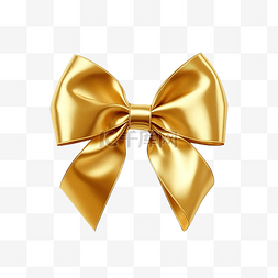 可爱的金色蝴蝶结丝带，用于隔离