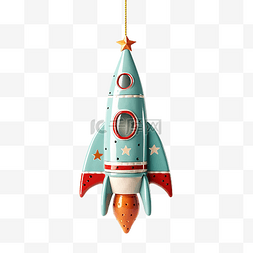 写字之星图片_挂在圣诞树上的火箭形式的圣诞玩