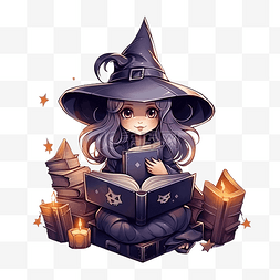 手工帽子图片_可爱的女巫和她的女巫书