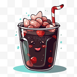 可乐可乐字体图片_可乐剪贴画巧克力饮料与卡通笑脸