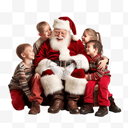 圣诞老人和小孩子图片_真正的圣诞老人正在圣诞树附近和