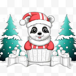 熊书图片_使用圣诞帽和烟囱里的围巾为可爱