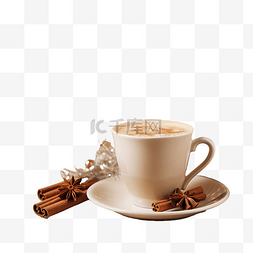 早晨的咖啡图片_木桌上有圣诞装饰品的咖啡