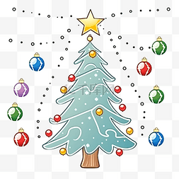 学校线条点图片_手写练习追踪圣诞树和圣诞球的线