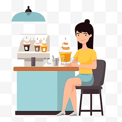 家具旗舰店图片_顾客剪贴画年轻女子坐在冰淇淋店