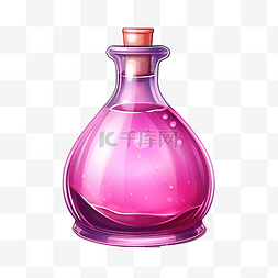 gui铁板图片_瓶子里的粉色药水插画gui元素