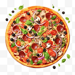 披萨的图片_带有各种配料的新鲜披萨的剪贴画