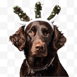 驱逐猎犬图片_圣诞树附近鹿角边缘有不同眼睛的