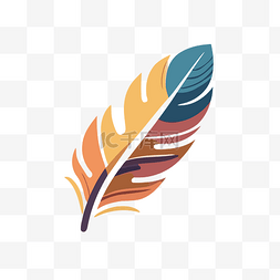 矢量彩色羽毛插图图片_橙色和多彩多姿的羽毛图标 向量