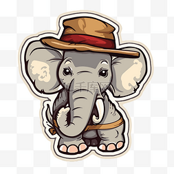 可爱的大象，带帽子矢量图，用于