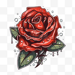 玫瑰花水滴图片_玫瑰紋身 向量