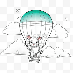 用热气球上的可爱犀牛复制图片儿