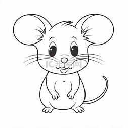 可爱的鼠标与眼睛着色页的剪贴画