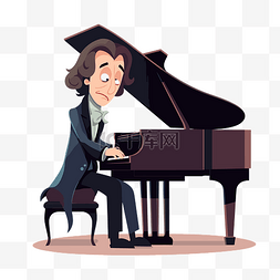 卡通贝多芬图片_肖邦剪贴画卡通版贝多芬弹钢琴 