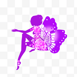 妇女节女性创意蝴蝶翅膀剪影