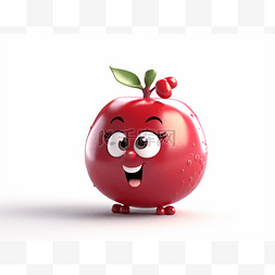 红色快乐苹果的有趣 3d 动画