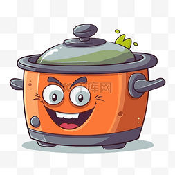 缸罐图片_克罗克波特剪贴画快乐橙色电饭锅